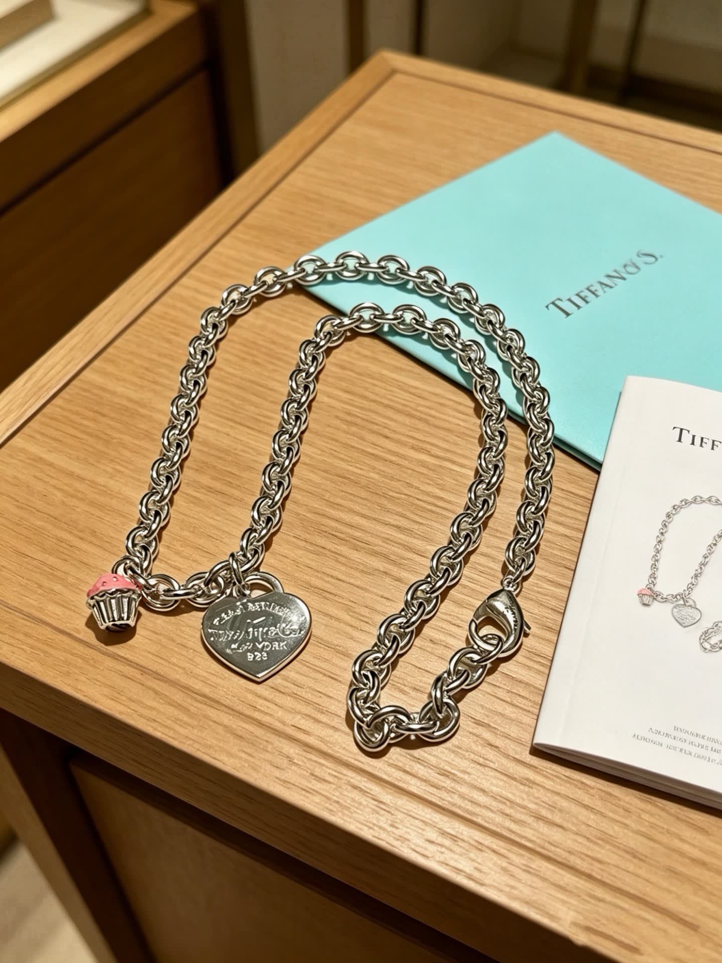 Tiffany & Co. Heart Tag Necklace with Cupcake Charm Tiffany & Co. Heart Tag Necklace with Cupcake Charm